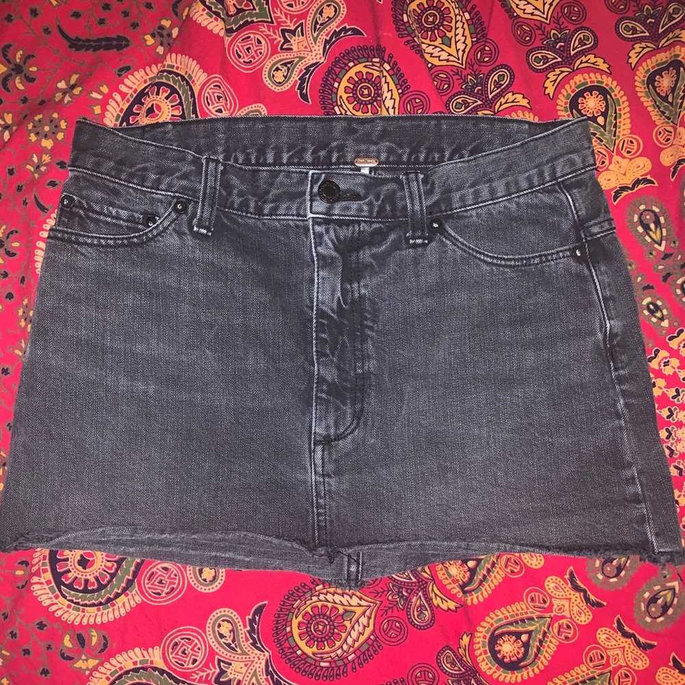 Free People Black Denim Mini Skirt